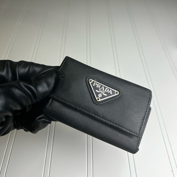 ONE DAY SALE Prada Black Leather 6 Ring Key Holder Wallet Purse - Picture 11 of 12